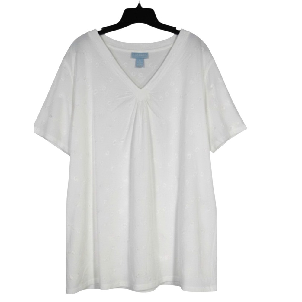 NWT LIX & ME White FLORAL LACE EMBROIDERED Pleated V-Neck BLOUSE/TOP Sz 3X